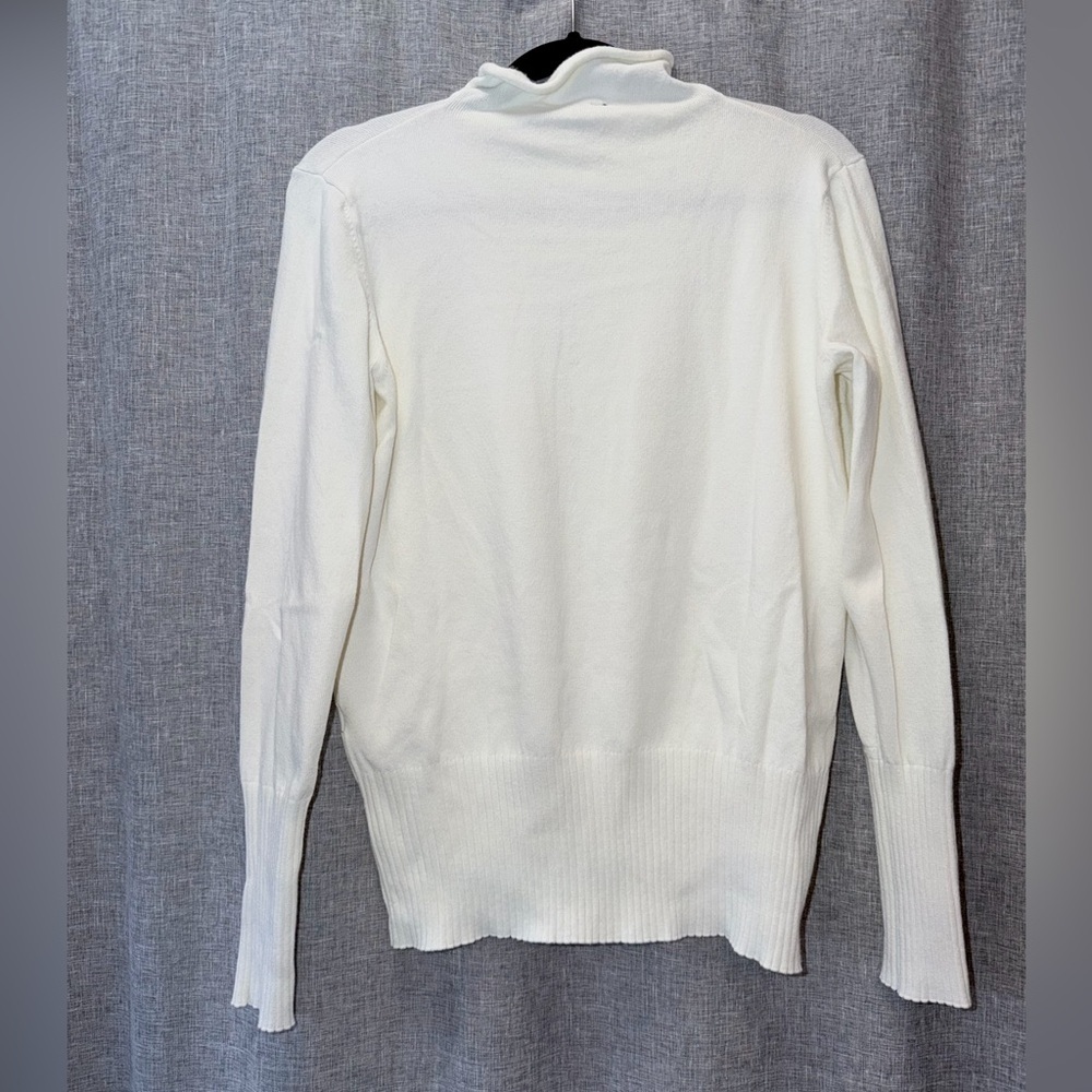 French Connection Off-White Knit Crewneck Sweater large - Picture 3 of 6